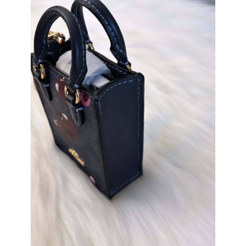 COACH North/South Mini Tote Bag Charm In Signature Canvas With Cherry Print - Picture 3 of 6